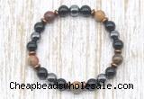 CGB8373 8mm picasso jasper, black onyx & hematite energy bracelet