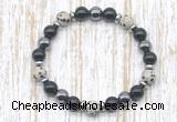 CGB8374 8mm dalmatian jasper, black onyx & hematite energy bracelet