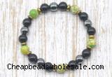 CGB8376 8mm blue sea sediment jasper, black onyx & hematite energy bracelet