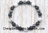 CGB8380 8mm white howlite, black onyx & hematite energy bracelet