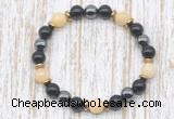 CGB8383 8mm honey jade, black onyx & hematite energy bracelet