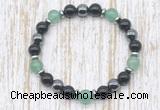 CGB8384 8mm green aventurine, black onyx & hematite energy bracelet