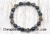 CGB8390 8mm black labradorite, black onyx & hematite energy bracelet