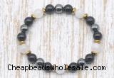 CGB8393 8mm grade A white moonstone, black onyx & hematite energy bracelet