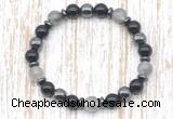 CGB8399 8mm cloudy quartz, black onyx & hematite energy bracelet