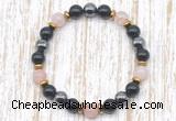 CGB8405 8mm pink quartz, black onyx & hematite energy bracelet