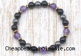 CGB8407 8mm amethyst, black onyx & hematite energy bracelet