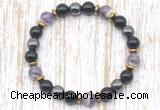 CGB8408 8mm dogtooth amethyst, black onyx & hematite energy bracelet