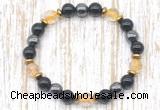 CGB8410 8mm citrine, black onyx & hematite energy bracelet