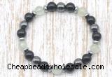 CGB8412 8mm prehnite, black onyx & hematite energy bracelet