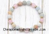 CGB8420 8mm matte amazonite, rose quartz & hematite power beads bracelet