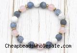 CGB8430 8mm matte sodalite, white howlite, rose quartz & hematite power beads bracelet