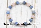 CGB8432 8mm matte lapis lazuli, white howlite, rose quartz & hematite power beads bracelet