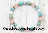 CGB8439 8mm sea sediment jasper, white howlite, rose quartz & hematite power beads bracelet