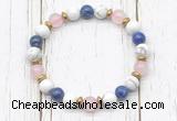 CGB8440 8mm white howlite, lapis lazuli, rose quartz & hematite power beads bracelet