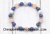 CGB8441 8mm lapis lazuli, white howlite, rose quartz & hematite power beads bracelet