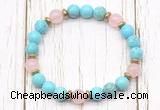 CGB8452 8mm blue howlite turquoise, rose quartz & hematite power beads bracelet