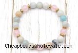 CGB8453 8mm amazonite, rose quartz & hematite power beads bracelet