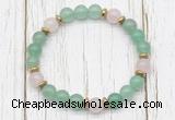 CGB8454 8mm green aventurine, rose quartz & hematite power beads bracelet