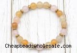 CGB8456 8mm yellow aventurine, rose quartz & hematite power beads bracelet