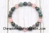 CGB8458 8mm India agate, rose quartz & hematite power beads bracelet