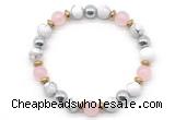 CGB8487 8mm rose quartz, white howlite & hematite energy bracelet