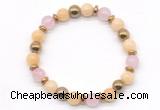 CGB8488 8mm rose quartz, honey jade & hematite energy bracelet