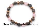 CGB8492 8mm rose quartz, bronzite & hematite energy bracelet