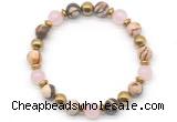 CGB8495 8mm rose quartz, zebra jasper & hematite energy bracelet