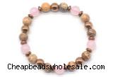 CGB8500 8mm rose quartz, picture jasper & hematite energy bracelet