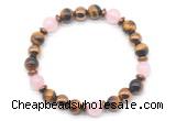 CGB8505 8mm rose quartz, yellow tiger eye & hematite energy bracelet