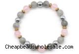 CGB8519 8mm rose quartz, labradorite & hematite energy bracelet