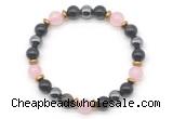 CGB8522 8mm rose quartz, golden obsidian & hematite energy bracelet