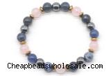 CGB8523 8mm rose quartz, sodalite & hematite energy bracelet