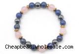 CGB8524 8mm rose quartz, lapis lazuli & hematite energy bracelet