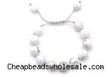 CGB8550 12mm round white howlite adjustable macrame bracelets