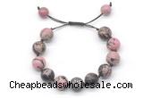 CGB8561 12mm round rhodonite adjustable macrame bracelets