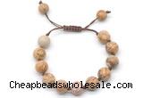 CGB8577 12mm round picture jasper adjustable macrame bracelets