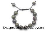 CGB8583 12mm round dragon blood jasper adjustable macrame bracelets