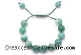 CGB8596 12mm round green banded agate adjustable macrame bracelets