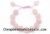 CGB8617 12mm round rose quartz adjustable macrame bracelets