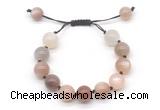 CGB8626 12mm round moonstone adjustable macrame bracelets