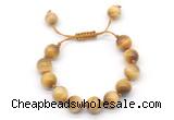 CGB8633 12mm round golden tiger eye adjustable macrame bracelets