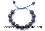 CGB8637 12mm round blue tiger eye adjustable macrame bracelets