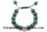 CGB8638 12mm round green tiger eye adjustable macrame bracelets