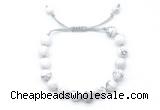 CGB8650 8mm,10mm round white howlite adjustable macrame bracelets