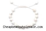 CGB8651 8mm,10mm round white howlite adjustable macrame bracelets