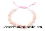 CGB8655 8mm,10mm round pink aventurine adjustable macrame bracelets