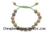 CGB8660 8mm,10mm round unakite adjustable macrame bracelets