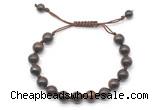 CGB8665 8mm,10mm round bronzite adjustable macrame bracelets